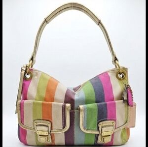 ​Coach 2011 Poppy Sequin Stripe Rocker Satchel - Style 19025 - Multi-Color EUC